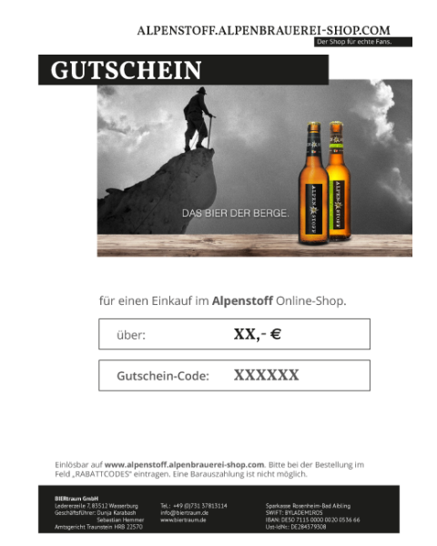 ALPENSTOFF Shop Geschenkgutschein
